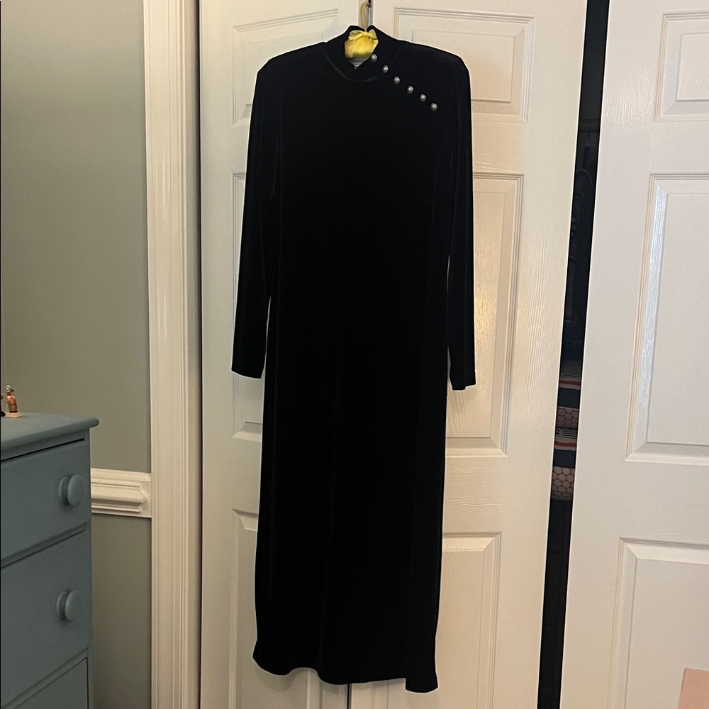 Coldwater Creek Eggplant Purple Velvet Long Sleeve Dress Size L Elegant